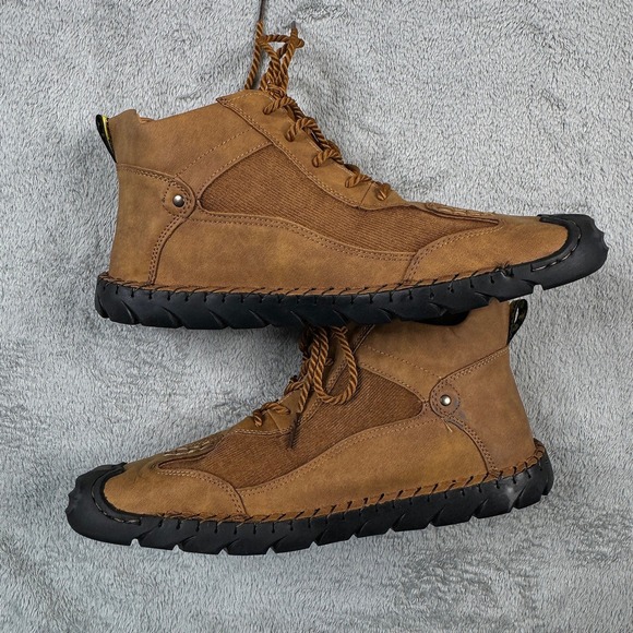 Salkin USA Mens Tan Leather Whipstitch Chukka Boots Brown 2108.47 Size 11-12 - Picture 3 of 12